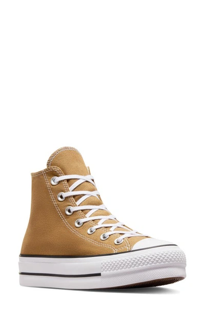 Converse Chuck Taylor All Star Lift Platform Sneaker In Trek Tan  White  & Black