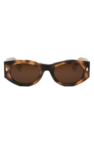 Fendi Roma 52mm Oval Sunglasses In Brown