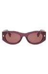 Fendi Roma 52mm Oval Sunglasses In Wine Light Bordeaux