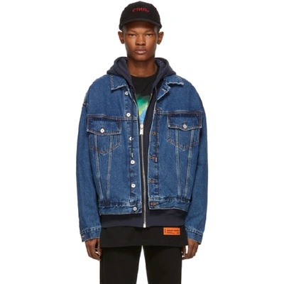 Heron Preston Airbrush Denim Jacket In Med Blue