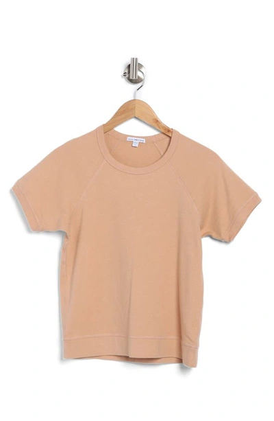 James Perse Short Sleeve Cotton Pullover In White Peach