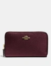 Coach Medium Zip Around Wallet - Women's In Oxblood/light Gold