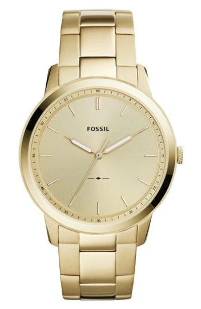 Fossil Men's Minimalist Gold-tone Stainless Steel Bracelet Watch 44mm