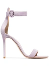 Gianvito Rossi Lilac Portofino 105 Suede Sandals In Pink&purple