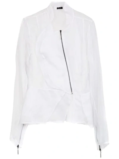 Tufi Duek Sheer Asymmetrical Jacket In White