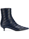 Sonia Rykiel Striped Ankle Boots In Blue