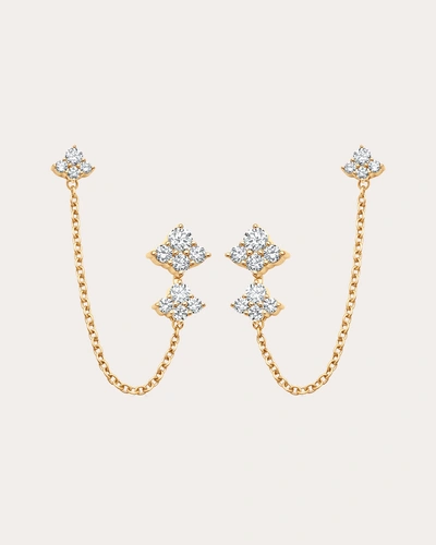 Sara Weinstock 18k Yellow Gold Dujour Diamond Cluster Drop Chain Earrings