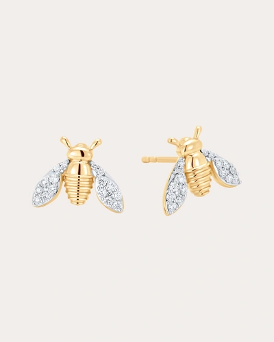 Sara Weinstock 18k Two-tone Gold Queen Bee Diamond Stud Earrings In Yellow Gold