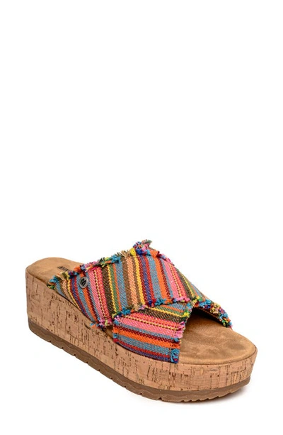 Minnetonka Posey Platform Wedge Slide Sandal In Pink Sunset