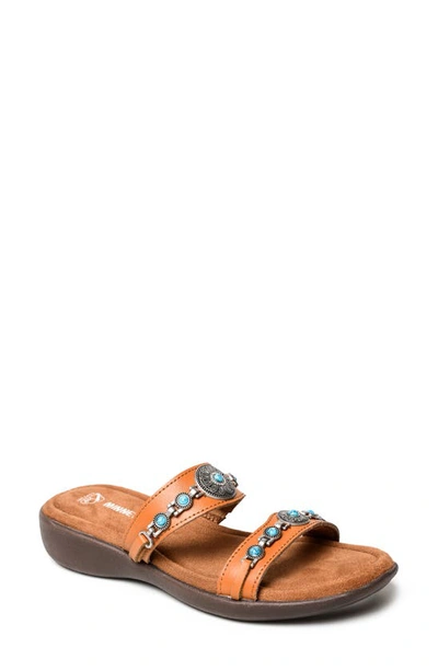 Minnetonka Brenn Slide Sandal In Cognac