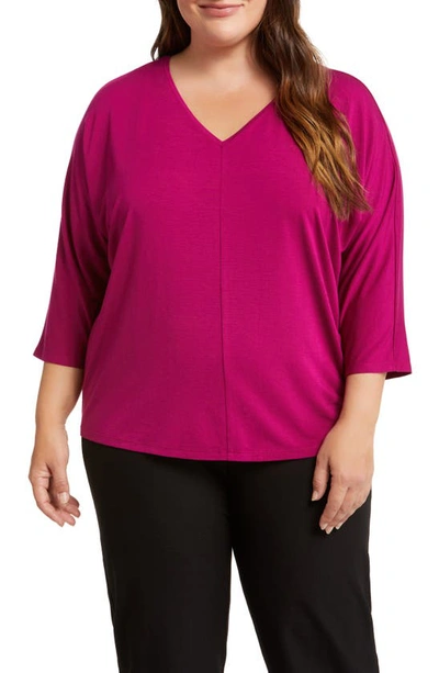 Eileen Fisher V-neck Dolman Sleeve Top In Rhapsody