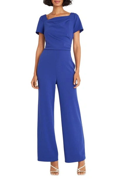Maggy London Short Sleeve Sheath Jumpsuit In Clematis