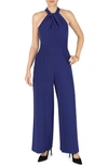 Julia Jordan Halter Neck Wide Leg Jumpsuit In Indigo