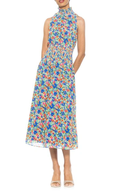 Alexia Admor Landry Sleeveless Fit & Flare Midi Dress In Blue Floral