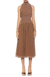 Alexia Admor Landry Sleeveless Fit & Flare Midi Dress In Brown Polka