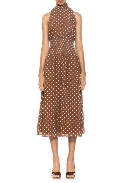 Alexia Admor Landry Sleeveless Fit & Flare Midi Dress In Brown Polka