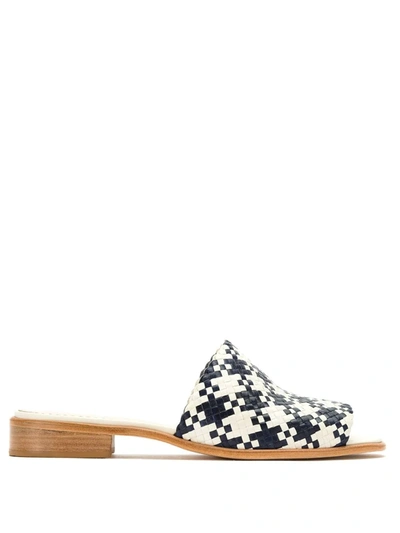 Sarah Chofakian Leather Mules In Blue