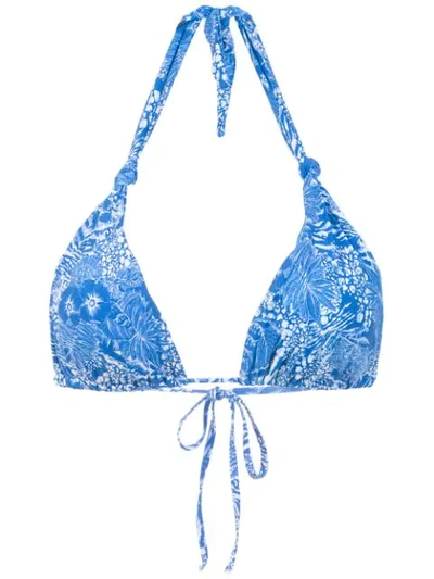 Track & Field Printed Bikini Top In Blue