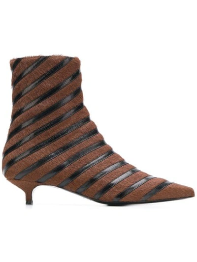 Sonia Rykiel Striped Ankle Boots - Brown