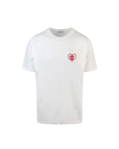 Family First Milano T-shirt With Heart Embroidery In Wh