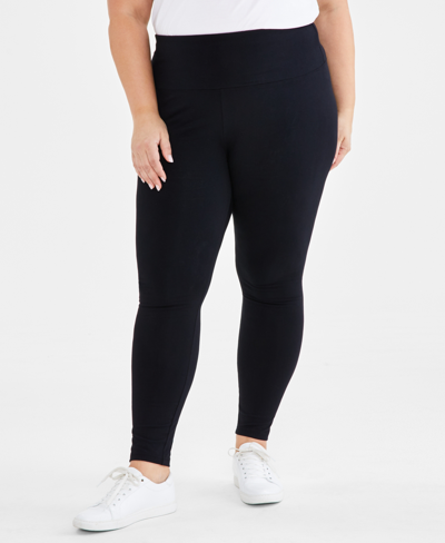 Style & Co Plus Size High-rise Bootcut Leggings, Created For Macy's In Deep Black