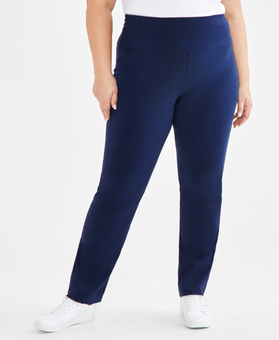 Style & Co Plus Size High-rise Bootcut Leggings, Created For Macy's In Industrial Blue