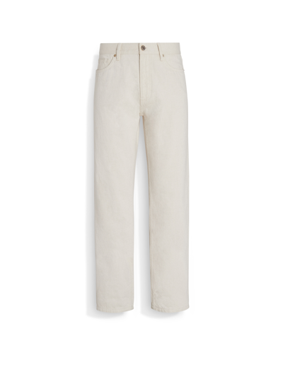 Zegna Roccia Straight-leg Jeans In Off White
