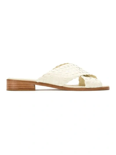 Sarah Chofakian Leather Flat Sandals In White