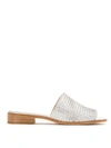 Sarah Chofakian Leather Mules In Grey