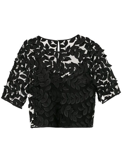 Tufi Duek Embroidered Tulle Top - Black