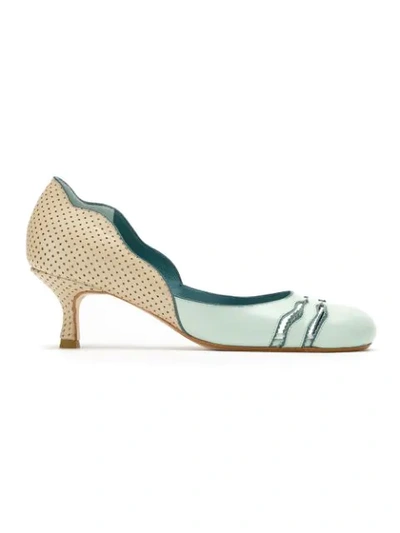 Sarah Chofakian Leather Pumps With Cut Details In Blue