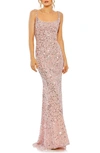 Mac Duggal Sequin Column Gown In Pink