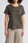 Eileen Fisher Organic Linen Crewneck T-shirt In Grove