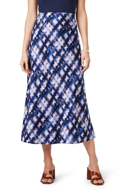 Nic + Zoe Shibori Glow Midi Skirt In Indigo Multi