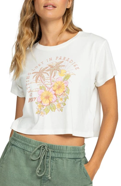 Roxy Hibiscus Paradise Crop Graphic T-shirt In Snow White