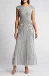 Pisarro Nights Embellished Cap Sleeve Gown In Ice Blue