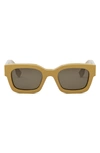 Fendi Signature 50mm Rectangular Sunglasses In Shiny Yellow / Brown