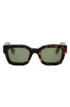 Fendi Signature 50mm Rectangular Sunglasses In Havana/green Solid