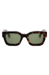 Fendi Signature 50mm Rectangular Sunglasses In 54n Red Havana / Green