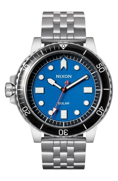 Nixon The Stinger Dive Bracelet Watch, 44mm In Silver / Blue / Black