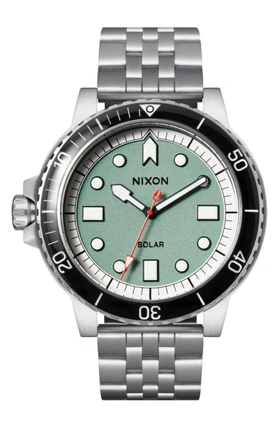 Nixon The Stinger Dive Bracelet Watch, 44mm In Silver / Jade / White