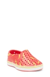 Native Shoes Kids' Jefferson Water Friendly Perforated Slip-on In Hyper/shellwhite/lightning