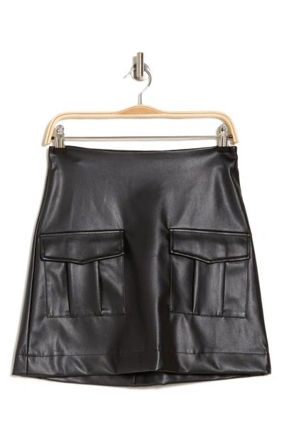 Vero Moda High Waist Cargo Pockets Faux Leather Skirt In Black