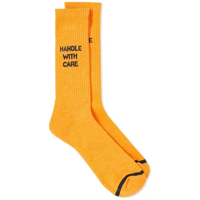 N/a Socks N/a Sock Handle With Care In Orange