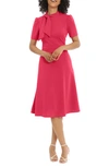 Maggy London Short Sleeve Necktie Midi Dress In Teaberry