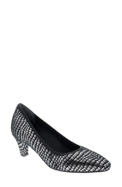 Ros Hommerson Karat Pump In Silver Croc Leather