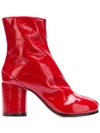 Maison Margiela Red Patent Leather Tabi Ankle Boots