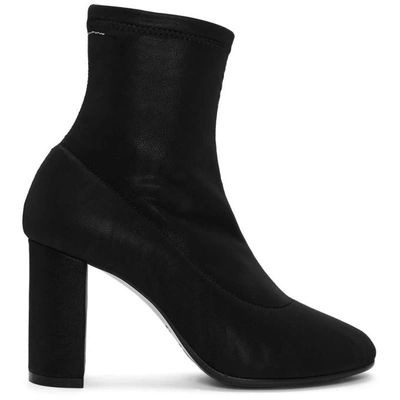 Mm6 Maison Margiela Black Square Heel Sock Boots In T8013 Black