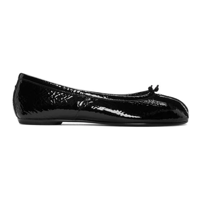 Maison Margiela Black Patent Tabi Ballerina Flats In T8013 Black