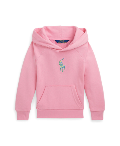 Polo Ralph Lauren Kids' Big Girls Floral Big Pony Terry Hoodie In Florida Pink